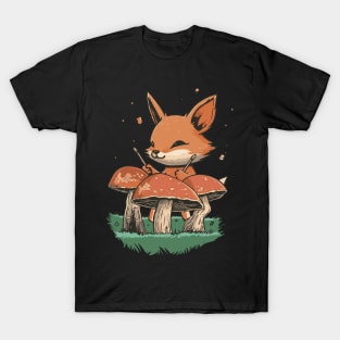 Mystic Fox Drumming on Mushrooms T-Shirt